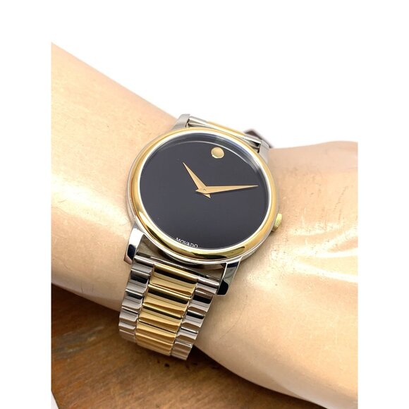 Movado Men's Watch 2100016 Museum Black Dial Swiss Quartz Two Tone Steel 39mm - Picture 6 of 14